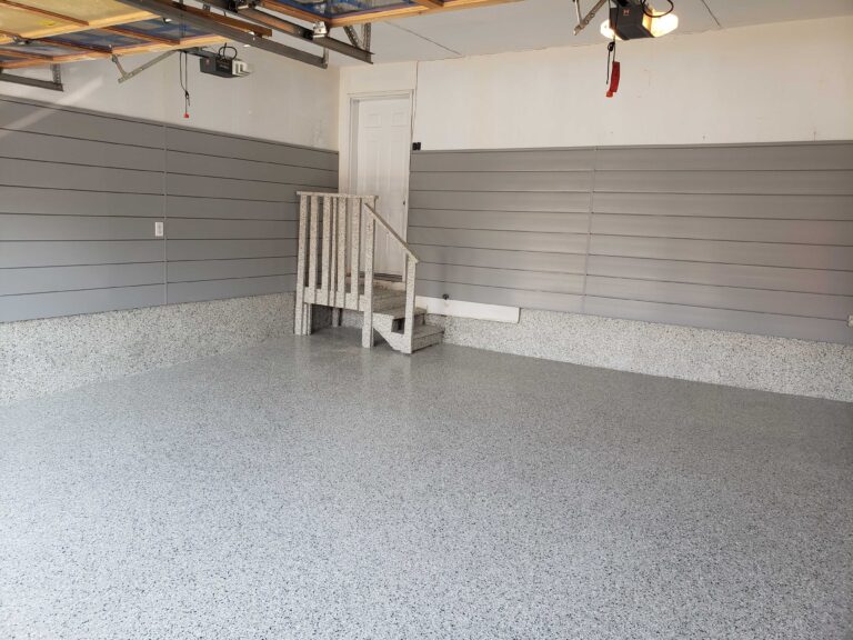 Newly upgrade garage floor with epoxy flooring in Oakville, CA