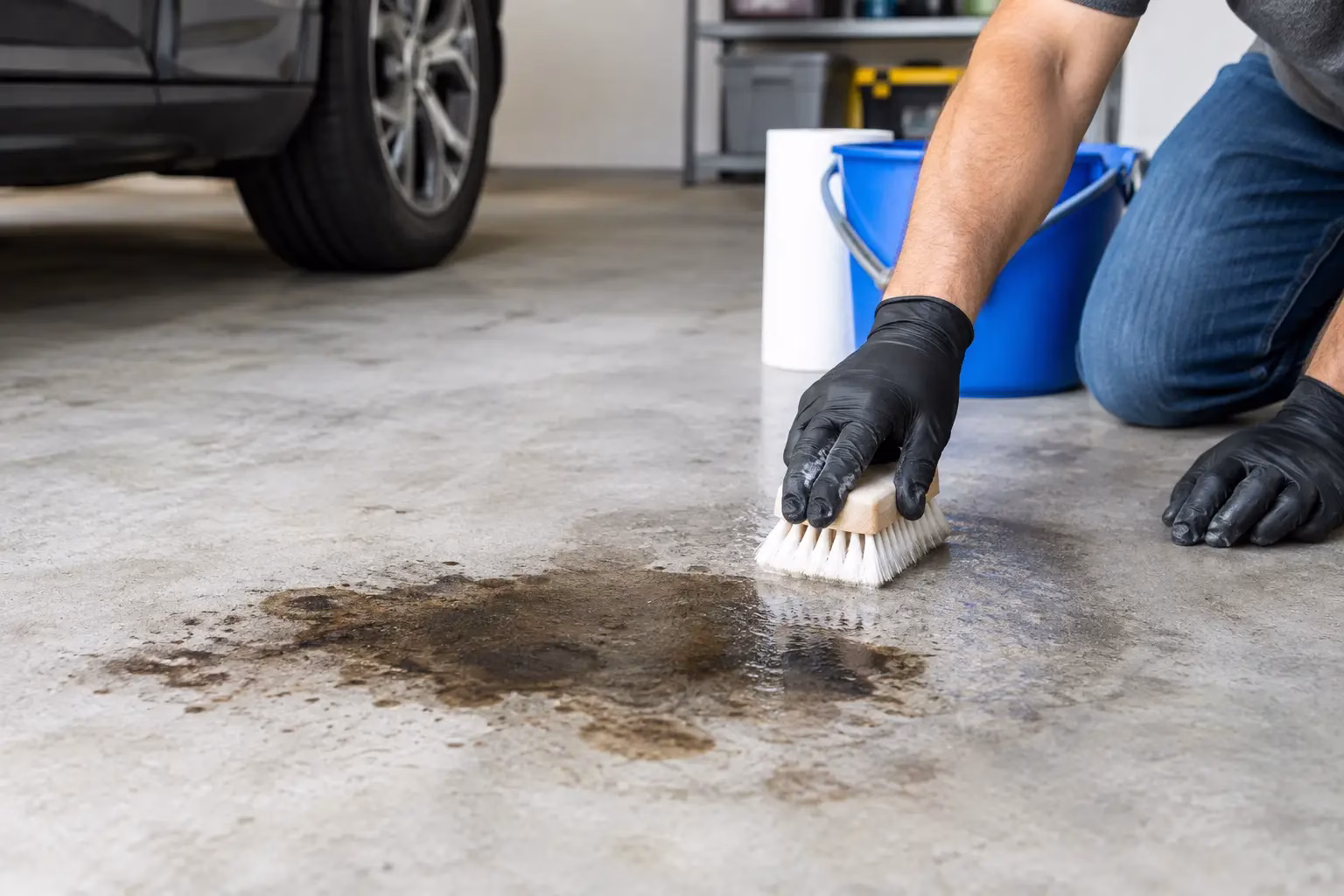 How to Remove Oil Stains From Garage Concrete