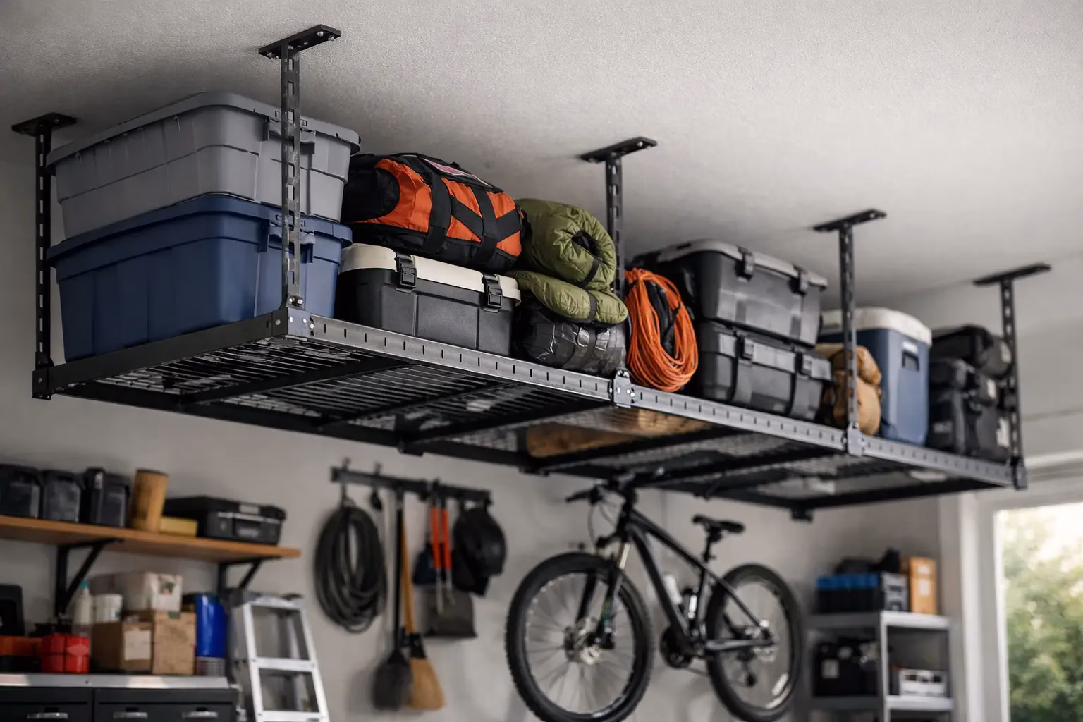 Overhead Garage Storage Racks That Work Harder